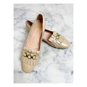 Kate Spade Brie Nude Patent Leather Kiltie Fringe Loafer Flats Sz 7.5
